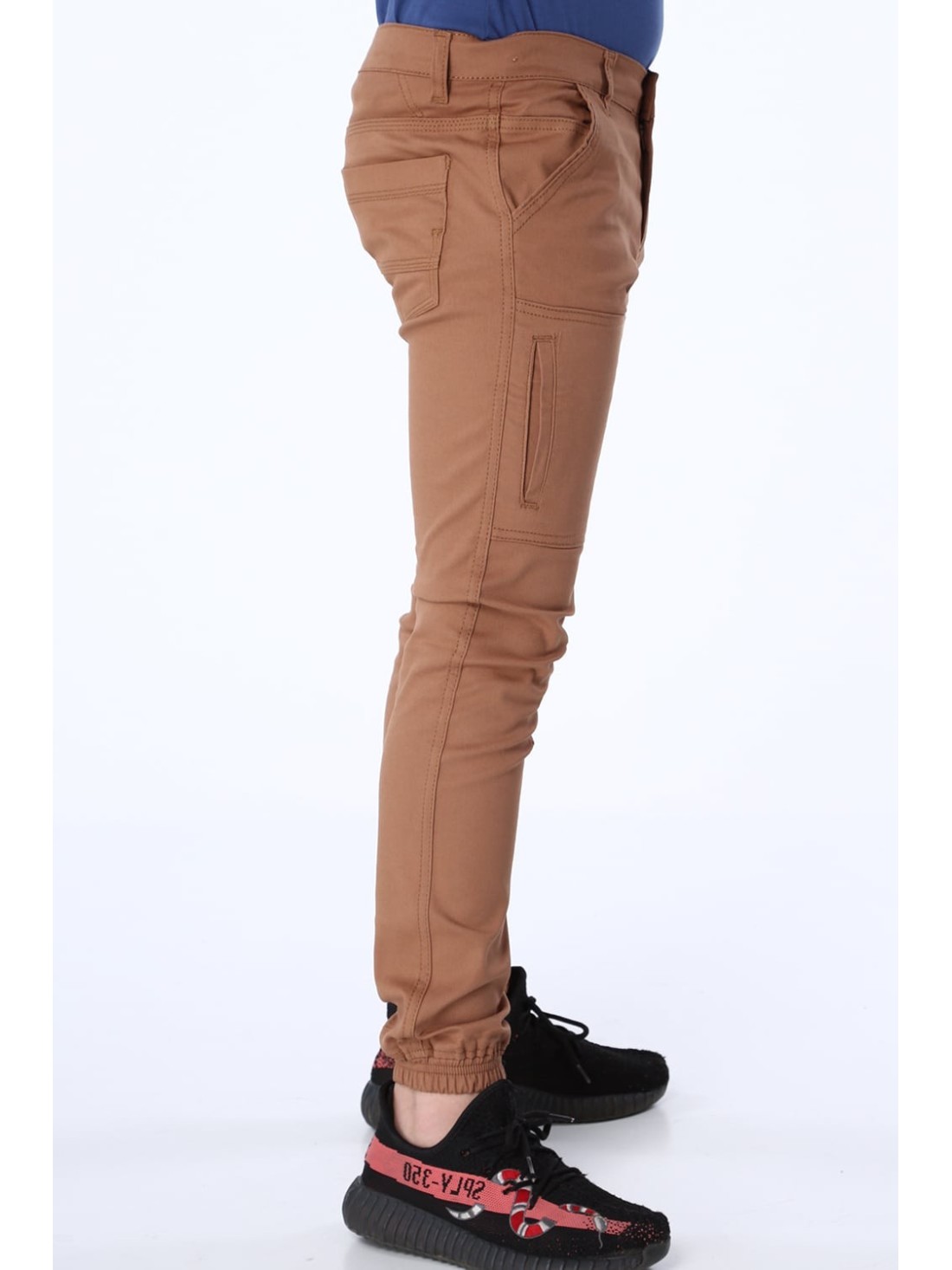 Boys\' caramel trousers with elastic bands NDZ105 - Online store - Boutique